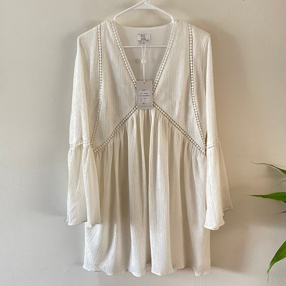 PS The Label Dresses & Skirts - Boho Chic Tunic Peasant Dress Womens Small White Lagenlook Hippie Minimalist